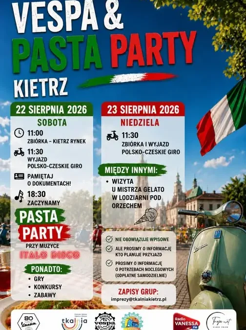 Vespa & Pasta Party w Kietrzu: rusza dwudniowe święto miłośników skuterów