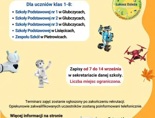 Darmowa robotyka i programowanie dla uczniów z Głubczyc i okolic – rusza jesienna rekrutacja