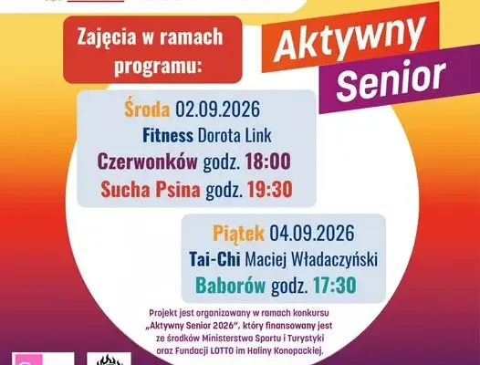 Aktywny Senior 2026: rusza wrześniowy harmonogram zajęć w Baborowie