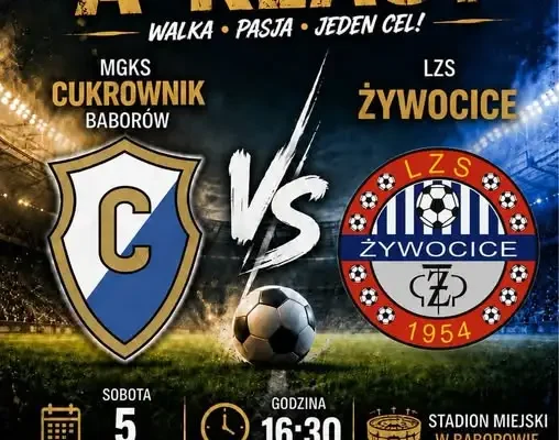 Cukrownik Baborów podejmuje LZS Żywocice w sobotnim meczu A-klasy