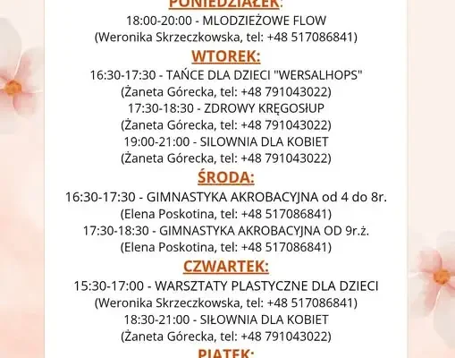 Nowy harmonogram zajęć w Wersalce w Branicach – sprawdź, co się zmieniło