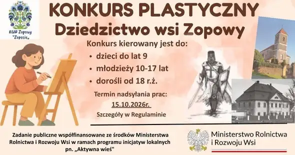 Konkurs plastyczny „Dziedzictwo wsi Zopowy” – sztuka łączy z historią