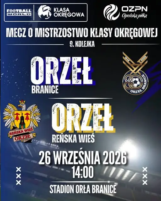 Mecz z beniaminkiem Orzeł Reńska Wieś – osłabiony skład walczy o punkty