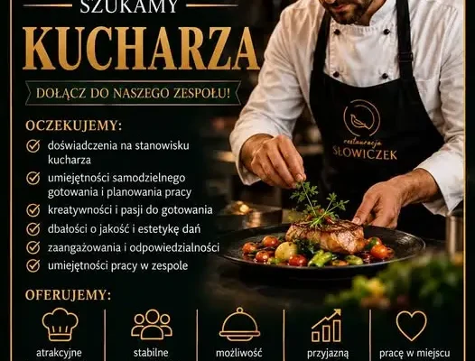 Restauracja w Branicach szuka kucharza – oferuje stabilne zatrudnienie i rozwój