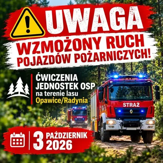 Ćwiczenia OSP w lasach pod Głubczycami – utrudnienia w ruchu 3 października