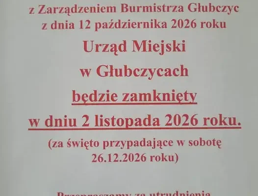 Urząd Miejski w Głubczycach nieczynny 2 listopada 2026 – znamy powód