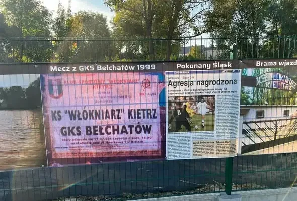 50-metrowy baner z historią klubu zawisł na stadionie Włókniarza Kietrz